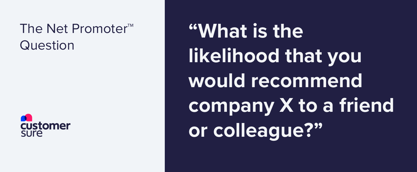 The Net Promoter Question: What is the likelihood that you would recommend Company X to a friend or colleague?